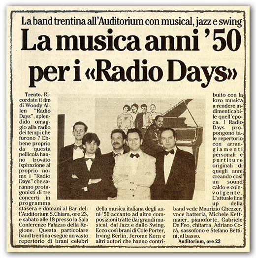 Radio Days quintet - Bettini, Kettmaier, De Feo, Ghezzer e Corà